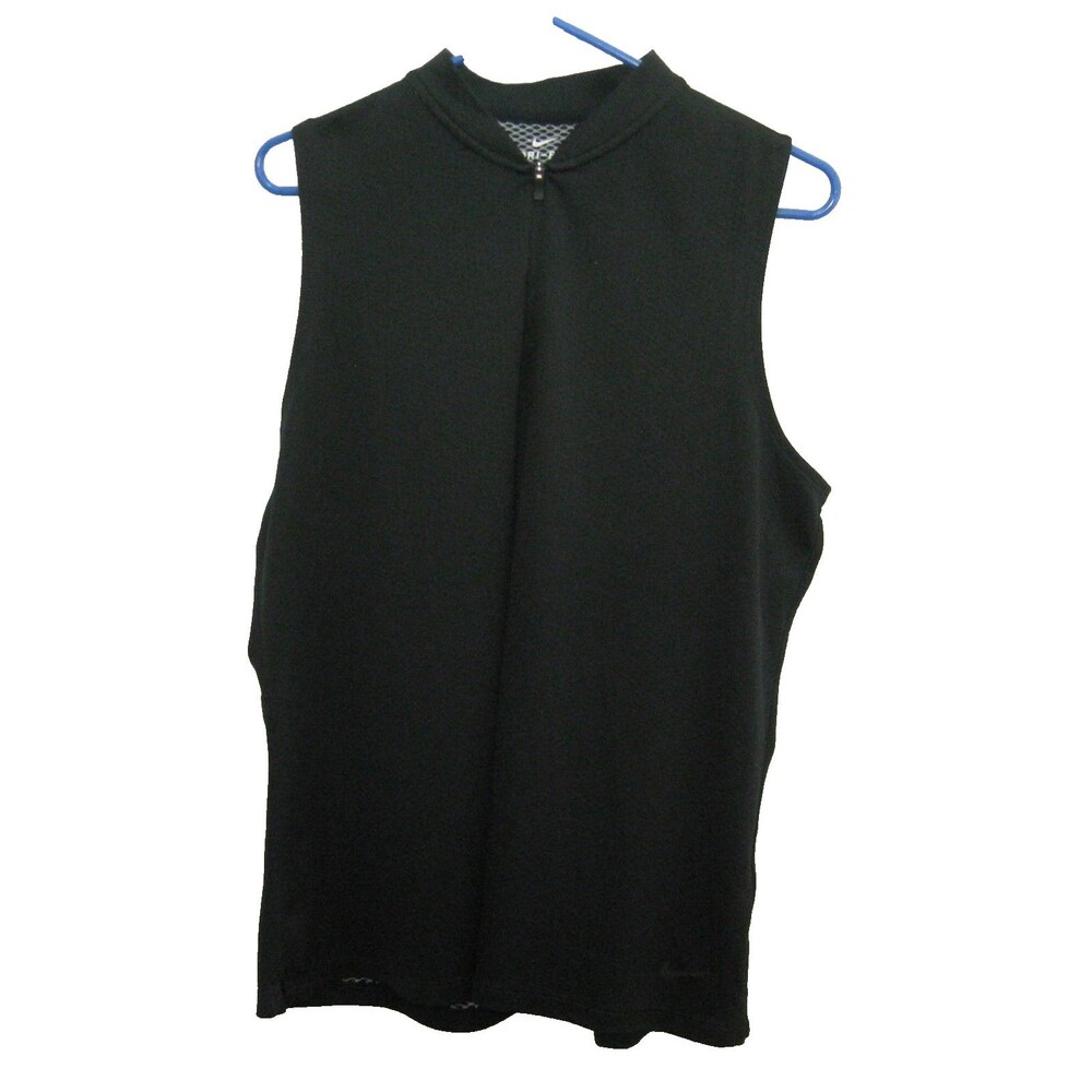 Nike Womens XL Black Sleeveless Dri-Fit 1/4 Zip Fitness Shirt Tank Top Vest
